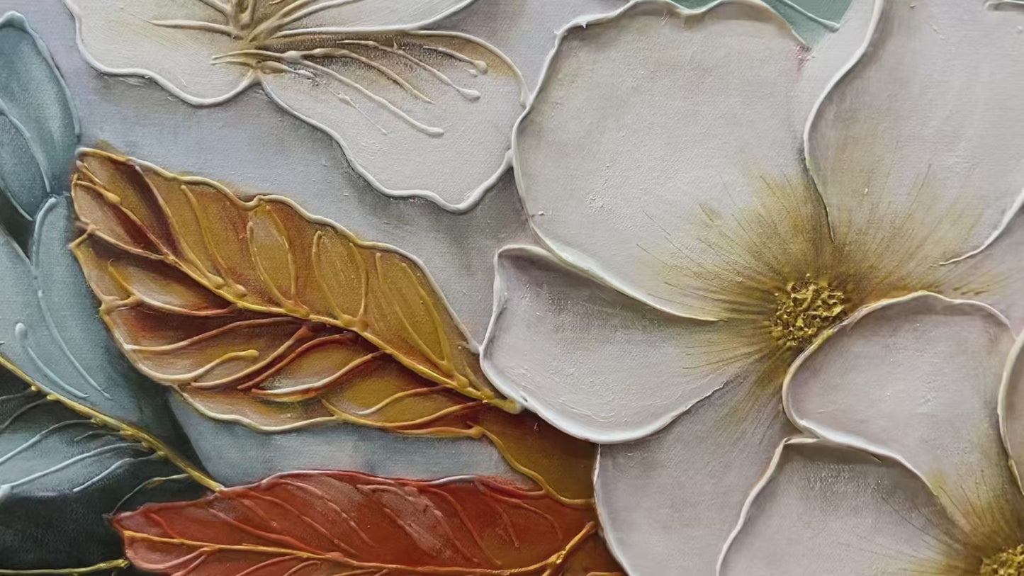 White Magnolias – Magnolia Textured Painting, view 3