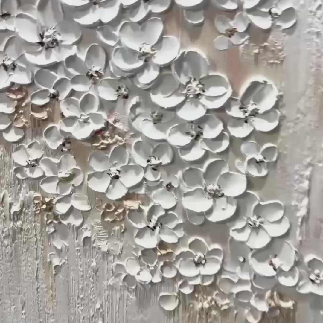 Blossom Cascade – Wabi-Sabi Floral Impasto Painting, view 3