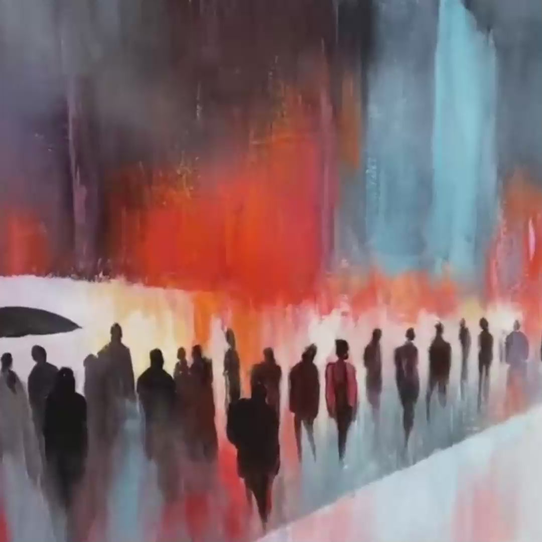 Midnight Crossing – Minimalist Silhouette Oil Painting, view 3