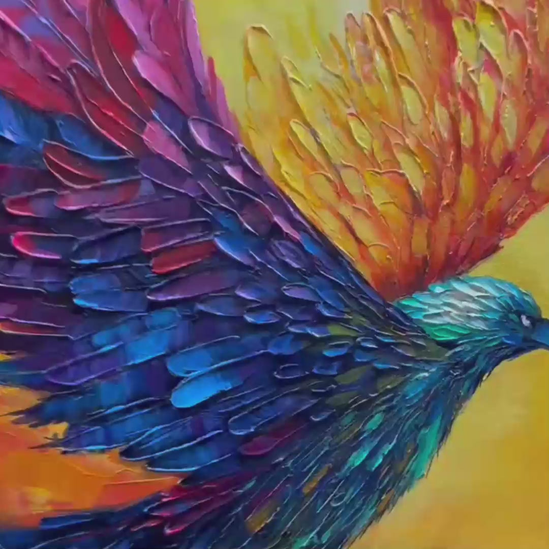 Flight Of Fancy – Bird Impasto Oil Painting, view 4