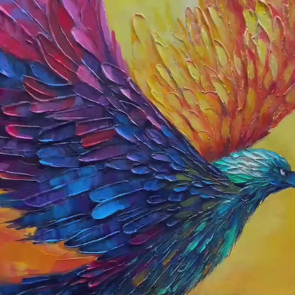 Flight Of Fancy – Bird Impasto Oil Painting, view 4