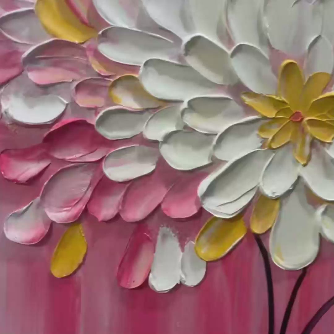 Blushing Blooms – Floral Impasto Oil Painting, view 3