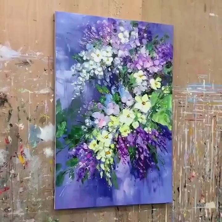 Serenity In Purple – Bouquet Impasto Oil Painting, view 4