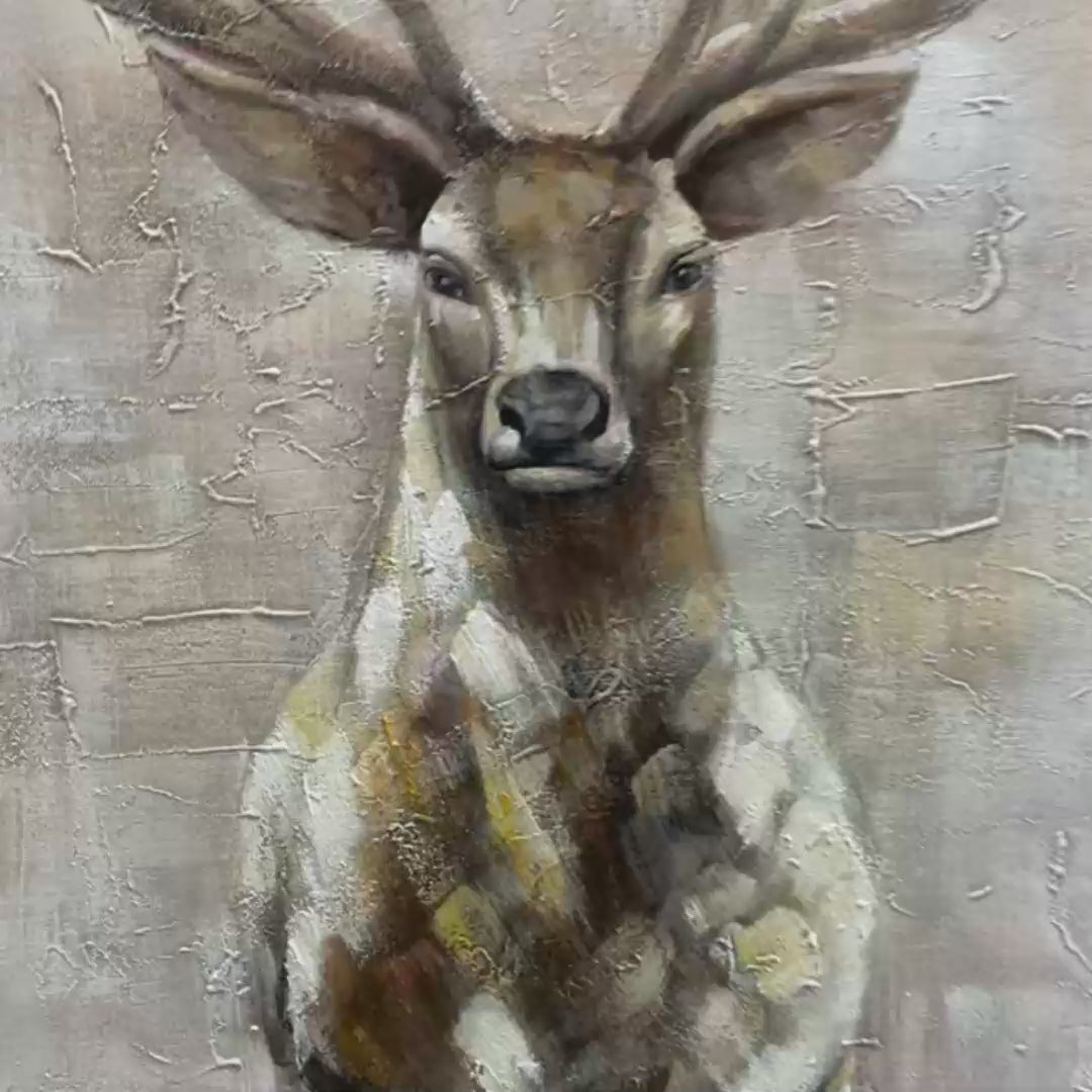 Majestic Stag – Deer Textured Oil Painting, view 3