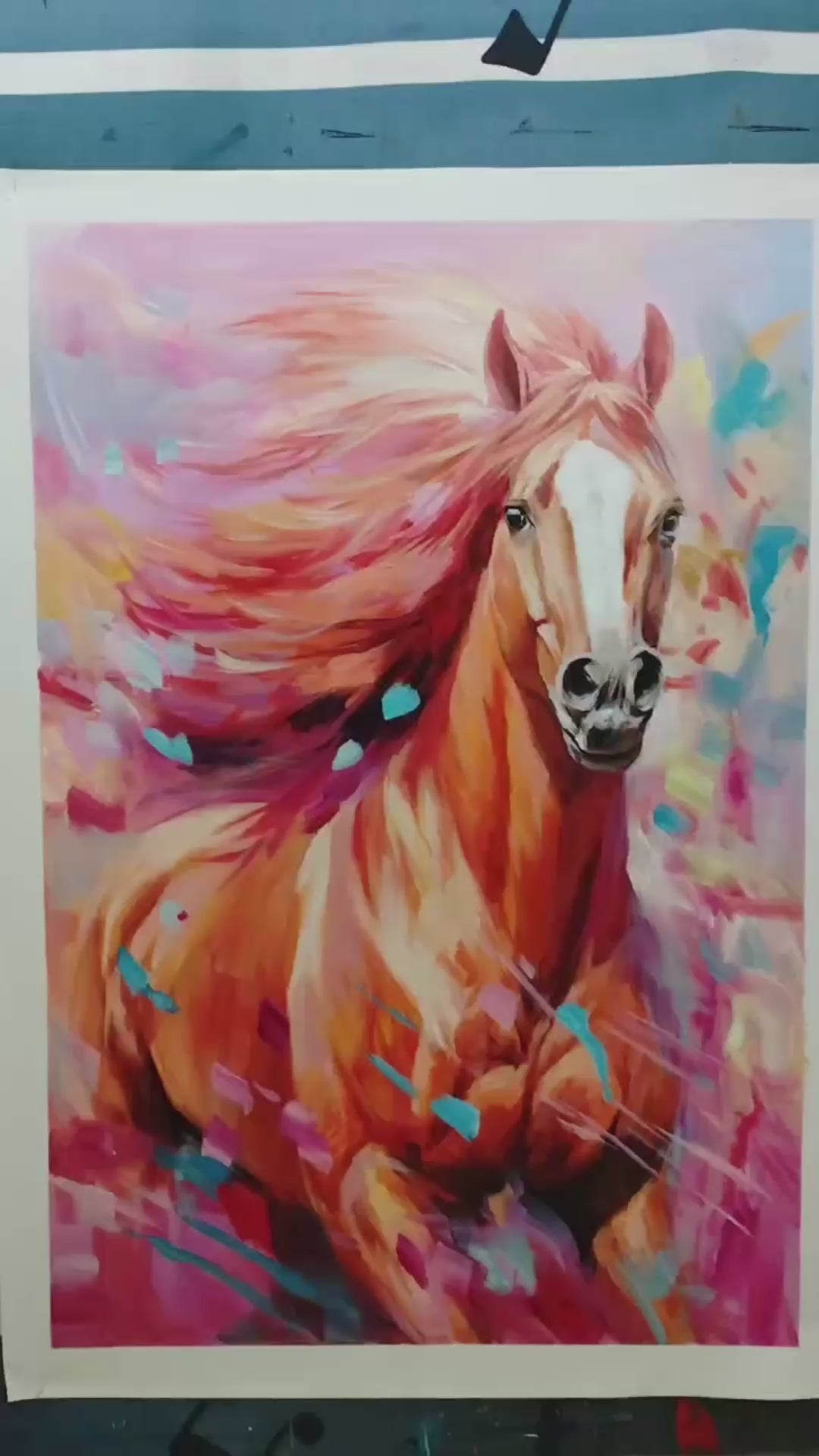 Pink Fire – Horse Oil Painting, view 4