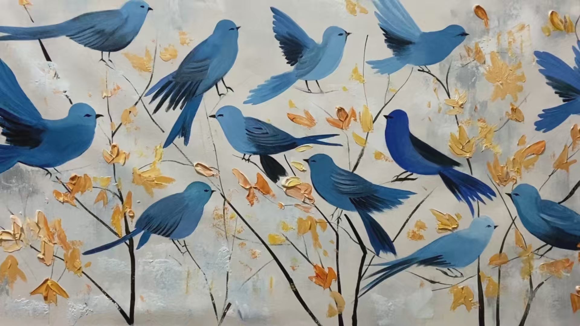 Azure Flight – Minimalist Bird Oil Painting, view 4