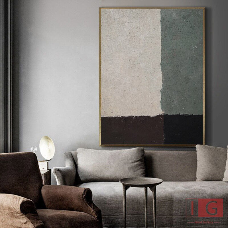 Sage Green Abstract Painting – Minimalist Wall Art