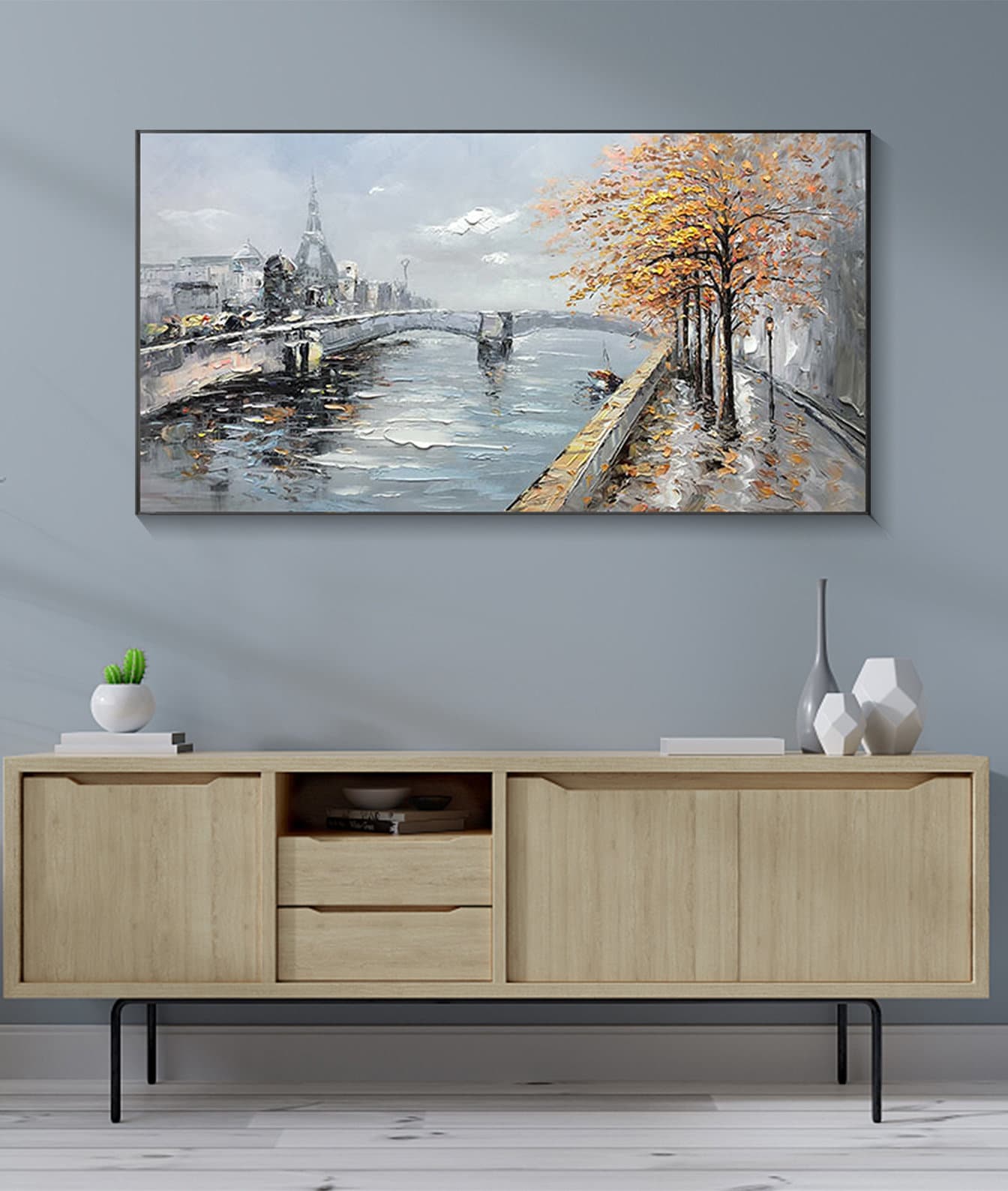 White Boho Lake Landscape Wall Art