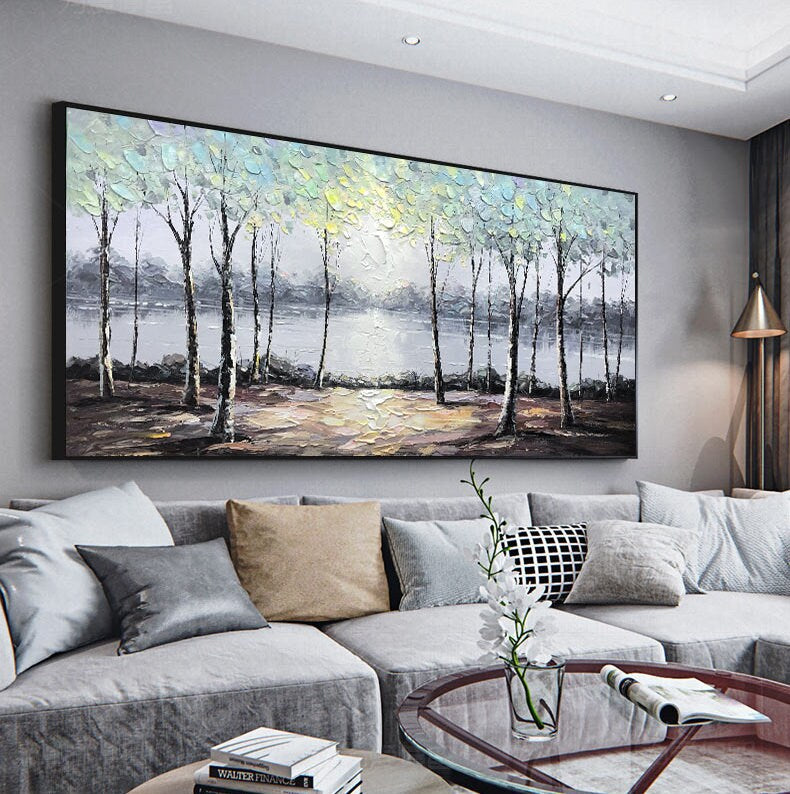 Large – River Landscape Wall Art | Abstract Oil Painting, view 2