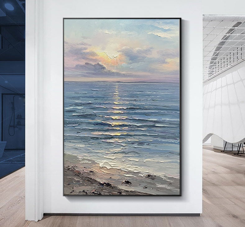 Large White Sunrise Abstract Wall Art