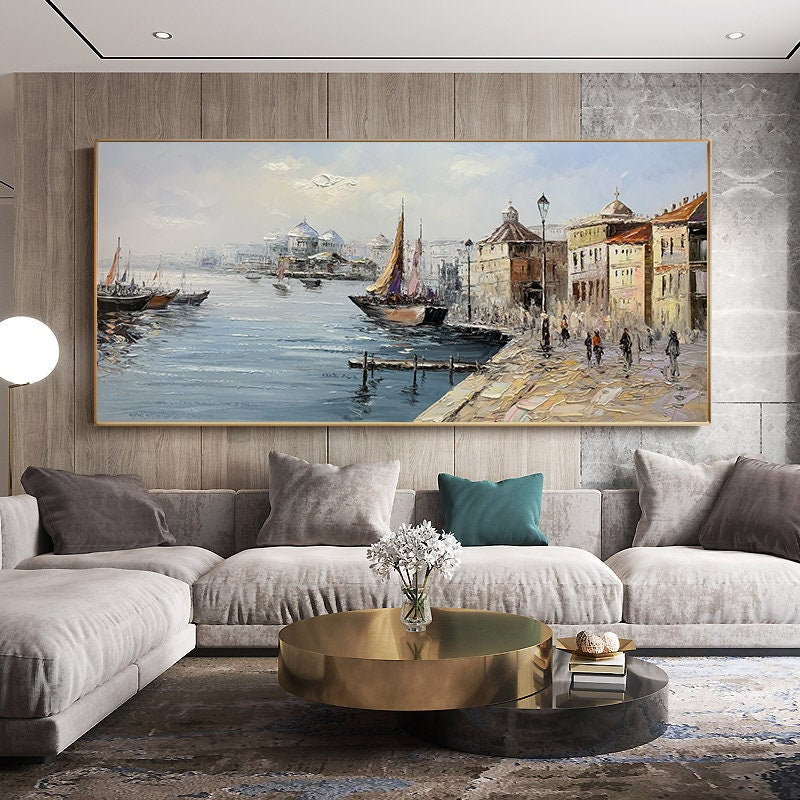 Bridge Photography - River Landscape Abstract Extra Large Artwork - Living Room Decor – Panoramic White River Landscape Wall 