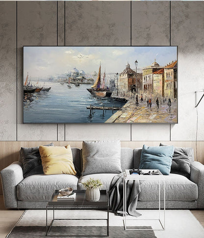 Panoramic White Abstract River Landscape Wall Art