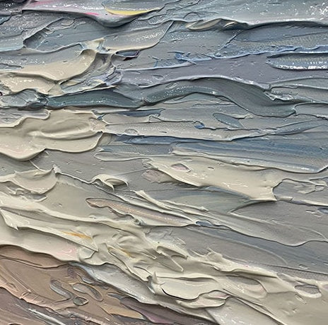Original – Large White Sunrise Abstract Wall Art | Hand-Painted Oil Painting, view 3
