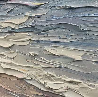 Original – Large White Sunrise Abstract Wall Art | Hand-Painted Oil Painting, view 3