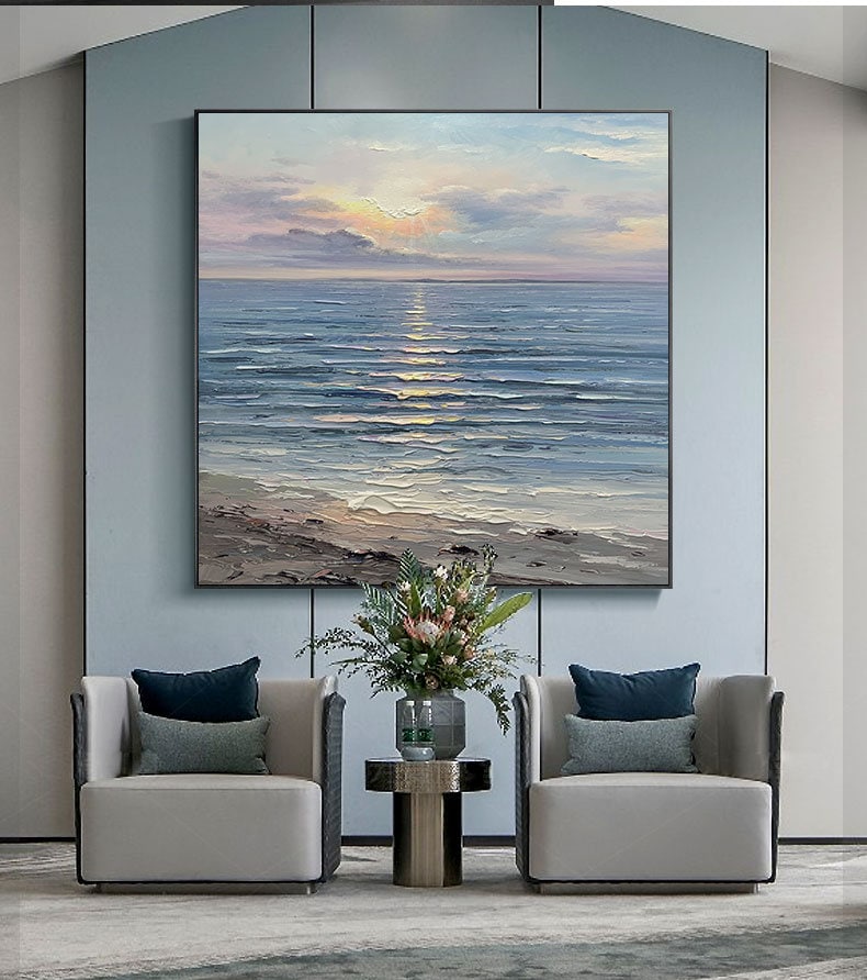 Large White Sunrise Abstract Wall Art