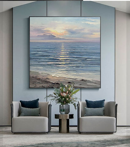 Large White Sunrise Abstract Wall Art