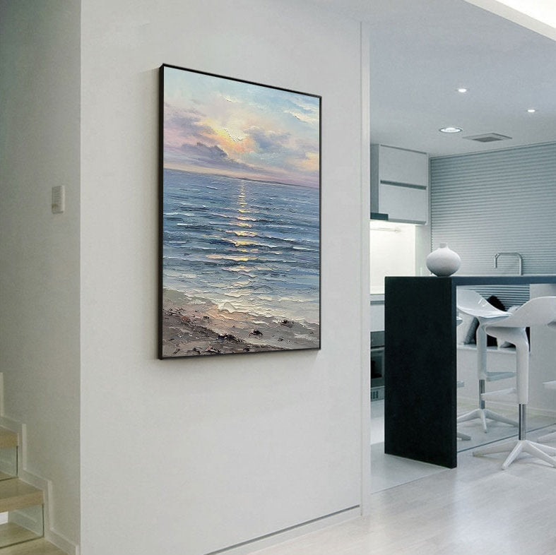 Original – Large White Sunrise Abstract Wall Art | Hand-Painted Oil Painting, view 2