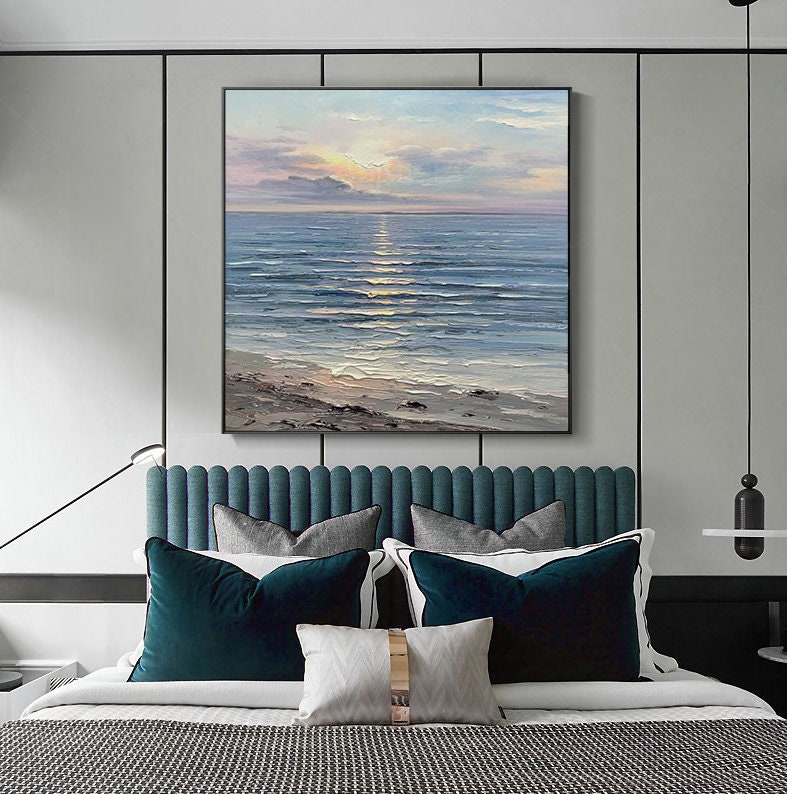 Original – Large White Sunrise Abstract Wall Art | Hand-Painted Oil Painting, view 5