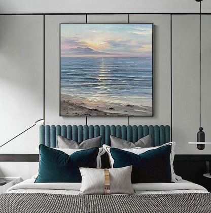 Original – Large White Sunrise Abstract Wall Art | Hand-Painted Oil Painting, view 5