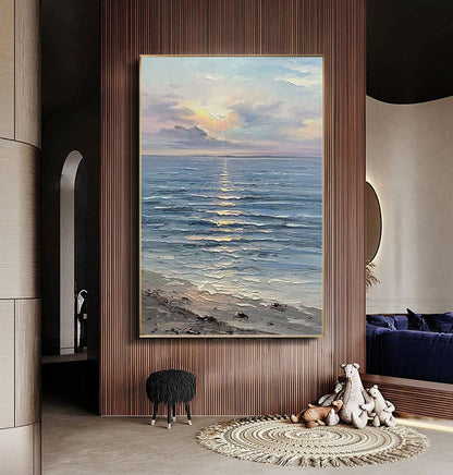 Large White Sunrise Abstract Wall Art