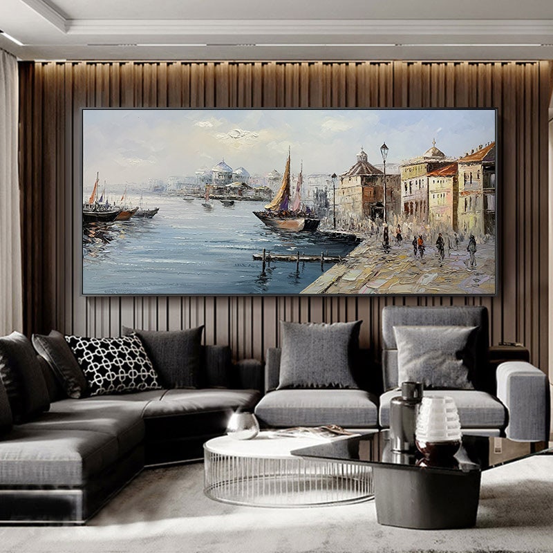 Bridge Photography - River Landscape Abstract Extra Large Artwork - Living Room Decor – Panoramic White River Landscape Wall 