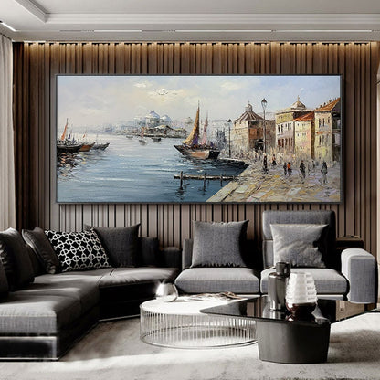 Bridge Photography - River Landscape Abstract Extra Large Artwork - Living Room Decor – Panoramic White River Landscape Wall 