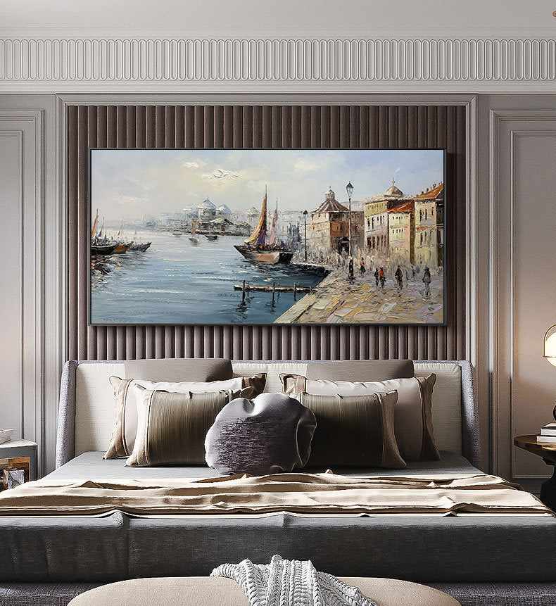 Bridge Photography - River Landscape Abstract Extra Large Artwork - Living Room Decor – Panoramic White River Landscape Wall 