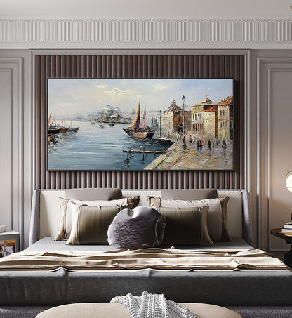Bridge Photography - River Landscape Abstract Extra Large Artwork - Living Room Decor – Panoramic White River Landscape Wall 