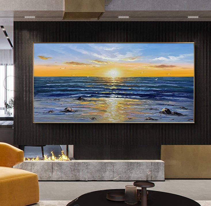 Sunrise Abstract Wall Art – Large Seascape Sunrise