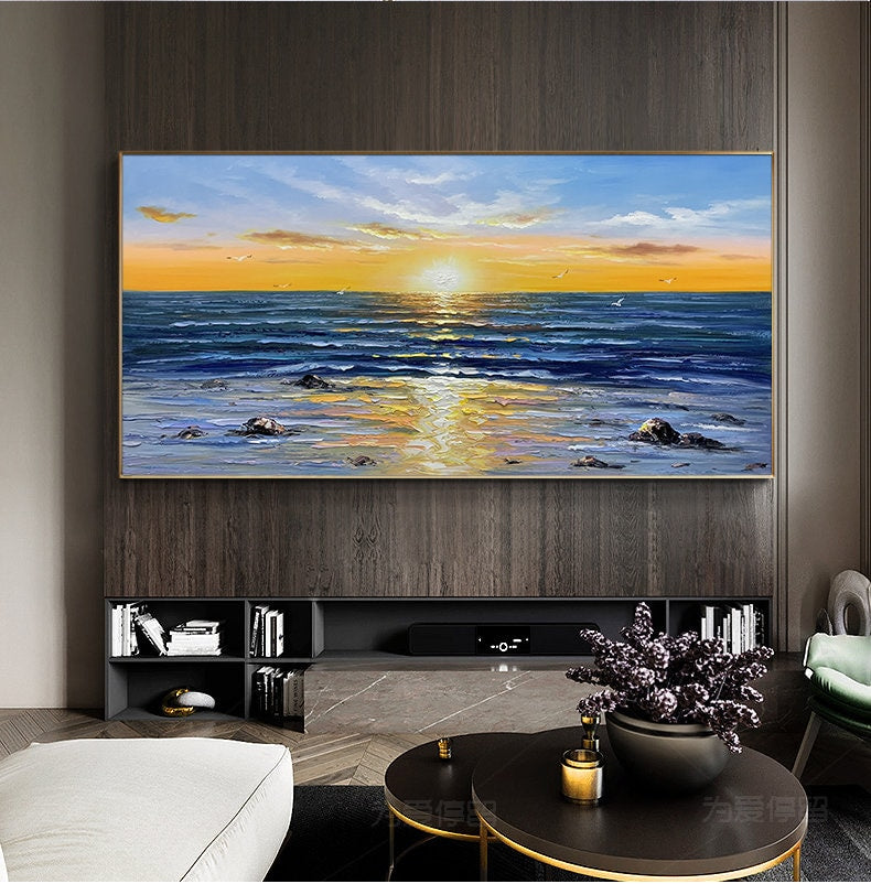 Sunrise Abstract Wall Art – Large Seascape Sunrise