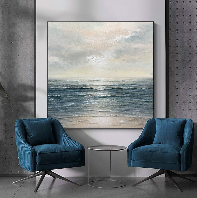 Abstract Ocean Oil Painting, Modern Coastal Wall Art, Large Canvas Mural – Ocean Wall Art | Abstract Oil Painting, view 5