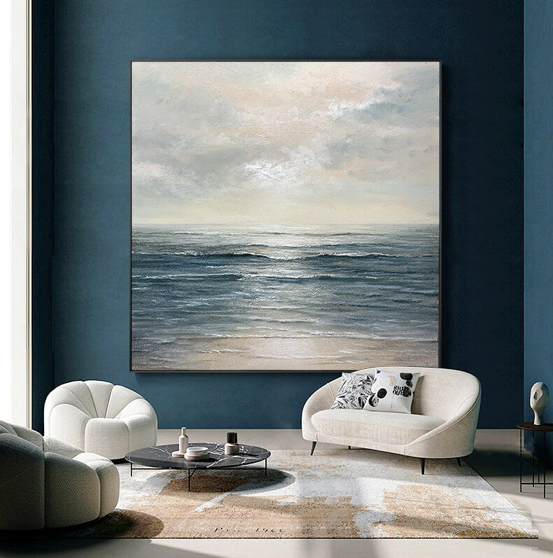 Abstract Ocean Oil Painting, Modern Coastal Wall Art, Large Canvas Mural – Ocean Wall Art | Abstract Oil Painting, view 2