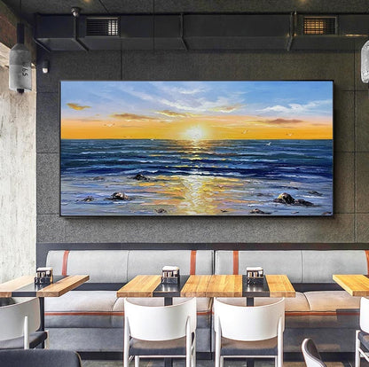 Large Seascape Sunrise – Sunrise Abstract Wall Art | Oil Painting, view 5