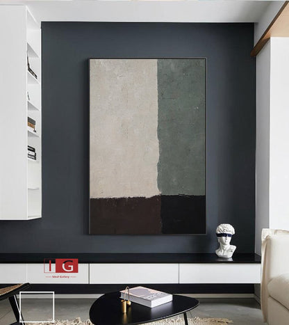 Sage Green Abstract Painting – Minimalist Wall Art
