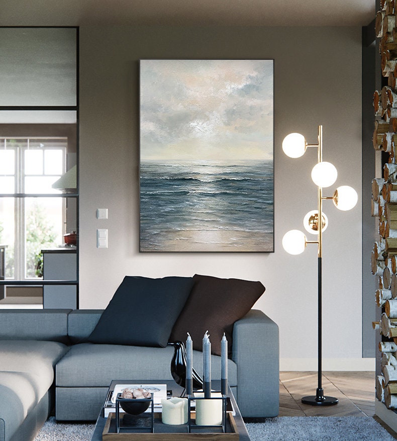 Abstract Ocean Oil Painting, Modern Coastal Wall Art, Large Canvas Mural – Ocean Wall Art | Abstract Oil Painting, view 4