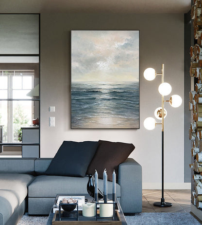 Abstract Ocean Oil Painting, Modern Coastal Wall Art, Large Canvas Mural – Ocean Wall Art | Abstract Oil Painting, view 4