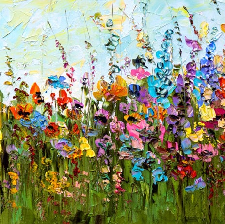 Large – Floral Wall Art | Boho Oil Painting, view 3