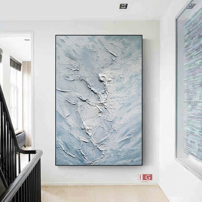 Textured Blue Sea Wave Painting – Large Abstract Wall Art – Abstract Seascape Art