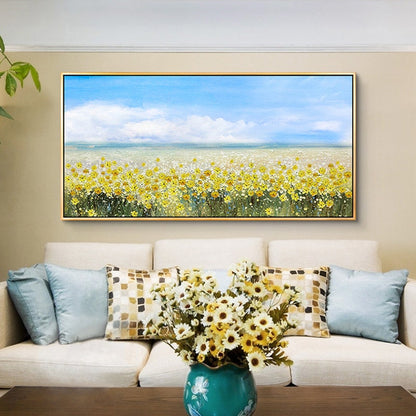 Blue and Yellow Abstract Floral Wall Art
