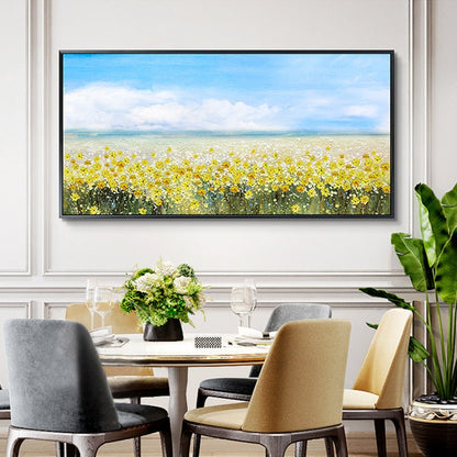 Blue and Yellow Abstract Floral Wall Art