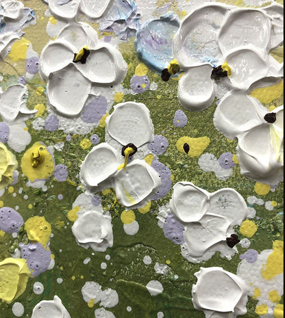 Original Wildflower – Green and Yellow Wildflower Floral Wall Art | Abstract Hand-Painted Oil Painting, view 3