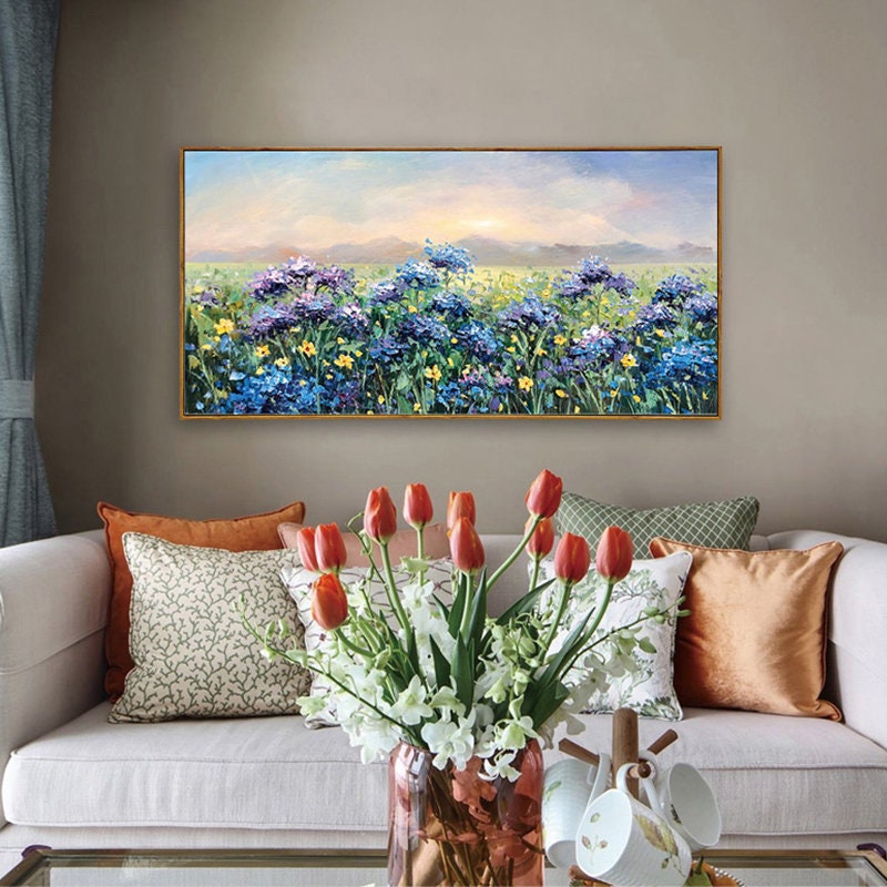 Purple Abstract Palette Knife Floral Wall Art