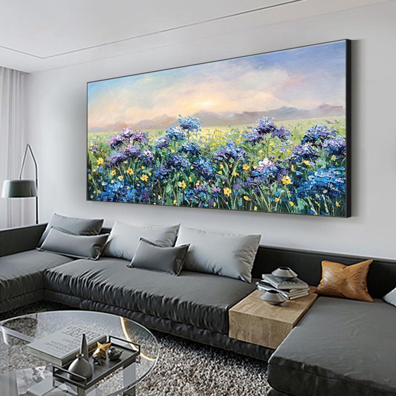 Purple Abstract Palette Knife Floral Wall Art