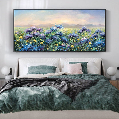 Abstract Violet Flower Oil Painting, Palette Knife Spring Landscape – Purple Floral Wall Art | Abstract Palette Knife Oil Pai