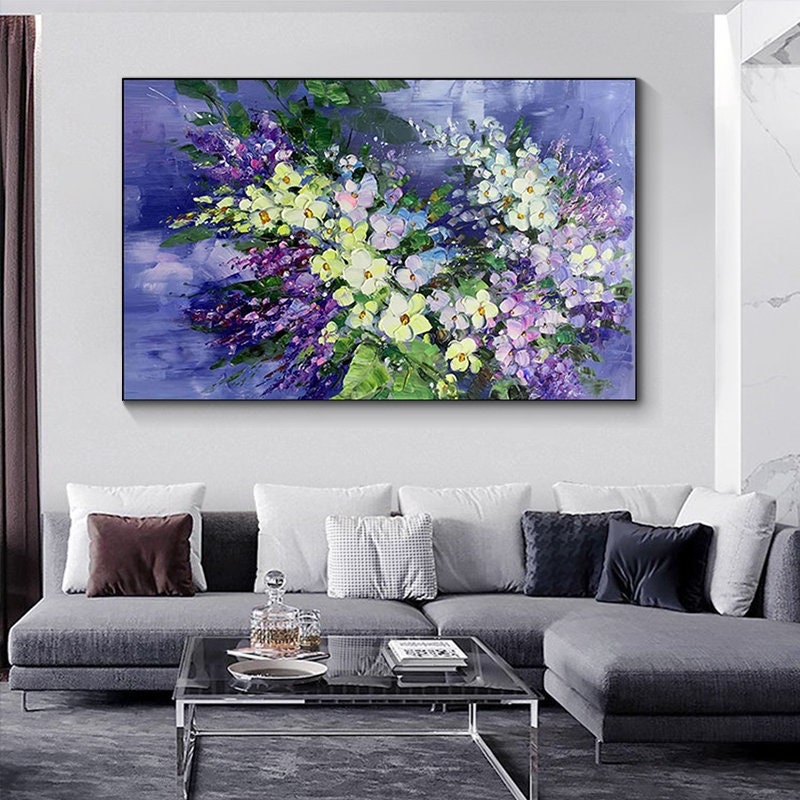Abstract Purple Orchid Floral Wall Art – Textured Acrylic Painting