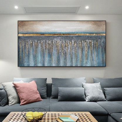 Blue and Gold Abstract Wall Art – Hand-Painted Blue & Gold