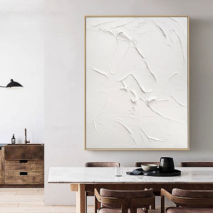Textured White Abstract Painting – Minimalist 3D Wall Art
