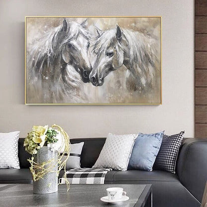 Abstract Horse Oil Painting – Large Animal Wall Art – Abstract Animal Art