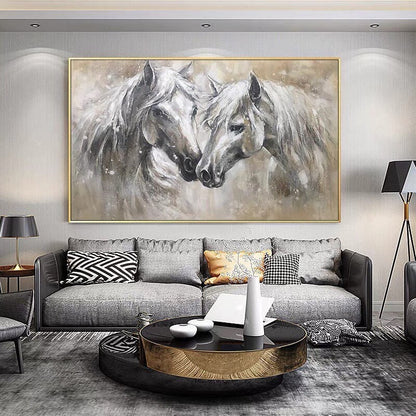 Abstract Horse Oil Painting – Large Animal Wall Art – Abstract Animal Art