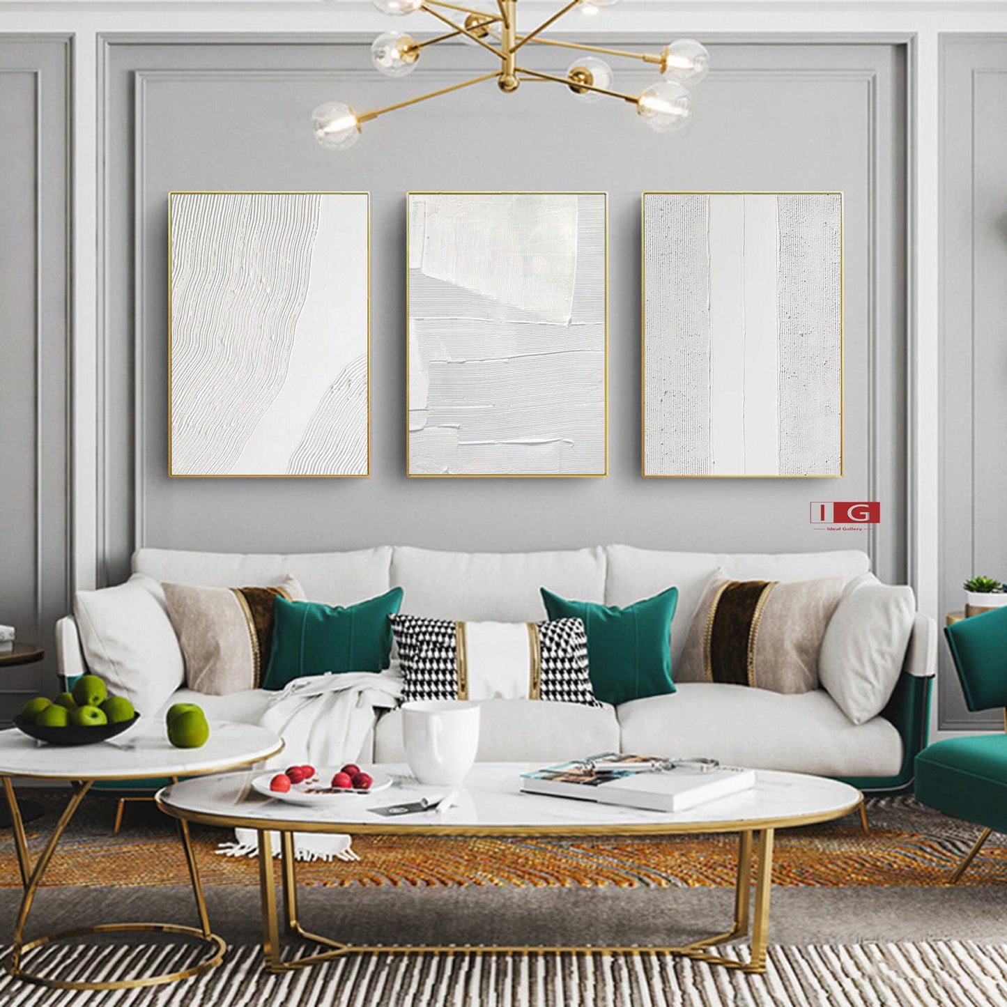 Set of 3 White Abstract Textured Plaster Art – 3D Wall Decor – Abstract Painting